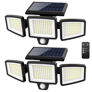 Solar Außenleuchten 2500LM 210 LED Sicherheitsleuchten mit Fernbedienung, 3 Hea... - Bild 1 von 8