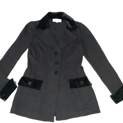 Jaqueta St.John Collection feminina tamanho 4 preta Santana malha acabamento veludo EUA - Imagem 1 de 4