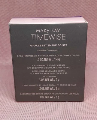 Mary Kay TimeWise On The Go 3D Miracle Set 4 Piece Set 089020 Exp. Travel Small - Image 1 of 4
