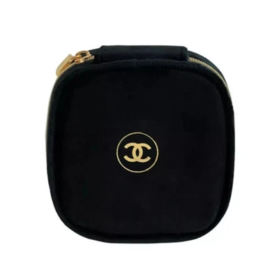 Chanel Beauty Makeup Mirror Pouch Black Cosmetic Bag Authentic - Image 1 of 4