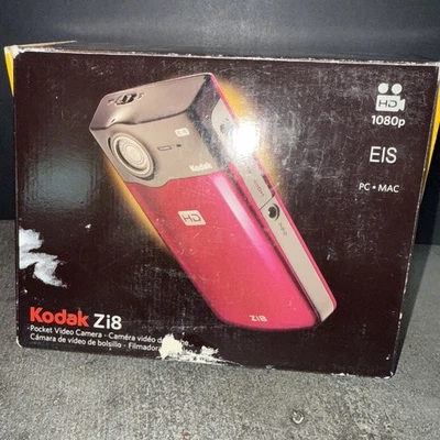 Kodak Zi8 1080P HD Pocket Video Camera Camcorder Raspberry W/ Stand Case Tested - Image 1 of 4