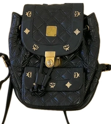 MCM Black Quilted Leather (Unisex) Mini Backpack / Handbag ( GUC) - Image 1 of 4