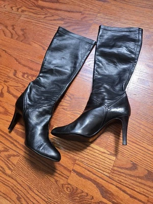 Women's Leather Cole Haan Black Size 7B Knee High Boots Made In Italy - Image 1 of 4