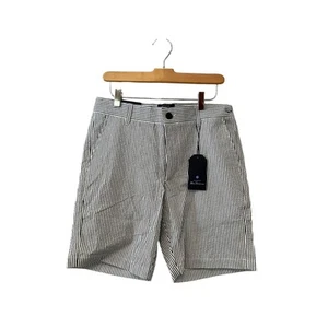 Ben Sherman Classic Flat Front Seersucker Shorts Navy White 30 - Picture 1 of 8