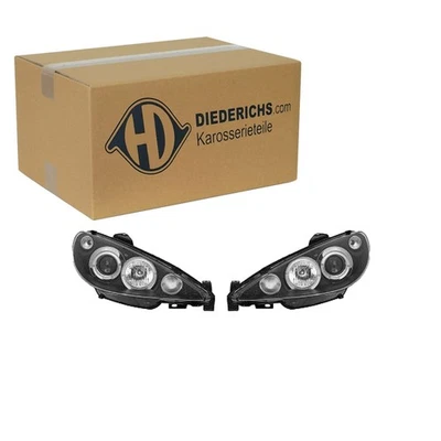 DIEDERICHS TUNING H1 SCHEINWERFER SATZ KLARGLAS SCHWARZ passend für PEUGEOT 206 - Bild 1 von 3