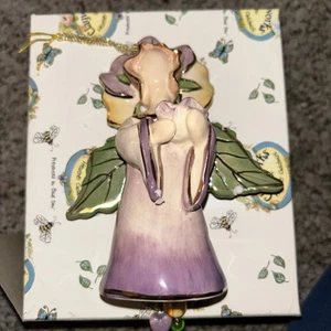 Blue Sky Clayworks Pansy Angel Hanging Ornament Bell with Box 5" 2004 - Picture 1 of 2