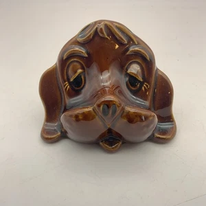 Vintage Glasses Spectacles Holder Cute Dog Denmead Pottery Brown - Picture 1 of 8
