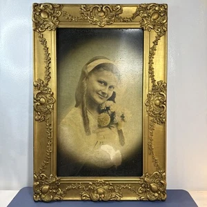 Cornice antica legno oro gesso ornato dorato arte 11x19” senza vetro vecchia - Foto 1 di 10
