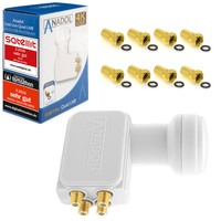 Anadol Gold Line Quad LNB 0.1 dB 3D 4K FHD+ SKY 4 Teilnehmer inkl F-Stecker