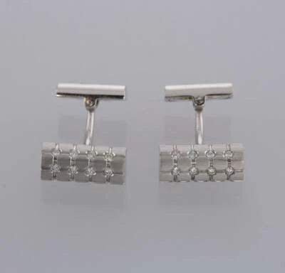 Brilliant Round Cut Cubic Zirconia With 925 Matt Finished Silver Men's Cufflinks - Image 1 of 3