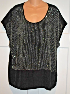Top jersey EILEEN FISHER con lentejuelas y crepé de seda talla grande Foto 1 de 4