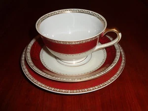 Kutani China Japan Trio Hand Painted Red And Gold - Picture 1 of 5