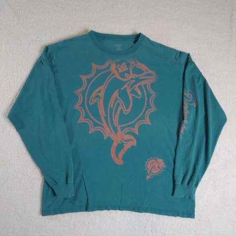 Miami Dolphins Shirt Extra Large Aqua Vintage Reebok Big Logo Graphic Football Cover
