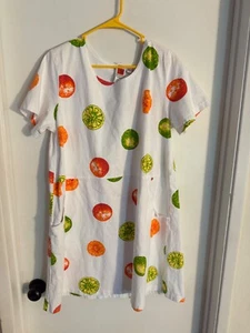 Vintage Women "Red Ginger"white/multicolor fruit short sleeve shift. Size XL - Picture 1 of 2