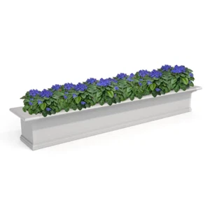 72 in. x 12 inch Self Watering White Vinyl Window Planter Box Decorative Display - Picture 1 of 5