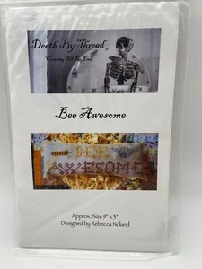 Death By Thread Cross Stitch Pattern - Bee Awesome - 9" x 3" Design Wall Art - Picture 1 of 2