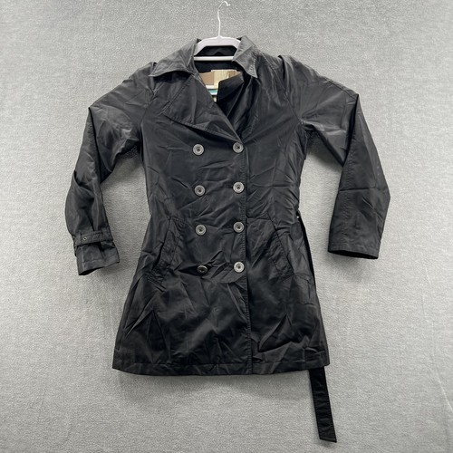 Michael Kors cappotto lungo ventilato trench con cintura donna taglia XS nero