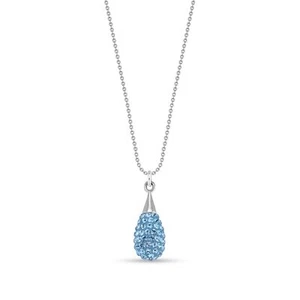 Spark Silver Jewelry Pave Drop Collier Kristall Aquamarin blau 925/-Silb. Kette - Bild 1 von 1