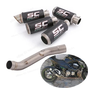 For Kawasaki Z800 2013-2016 Slip-on Exhaust Set 51mm Muffler Escape Carbon Pipe - Picture 1 of 12