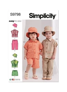 SIMPLICITY 9798 TODDLERS TOP PANTS SHORTS HAT Sewing Pattern Sizes 6Month-4Years - Picture 1 of 15