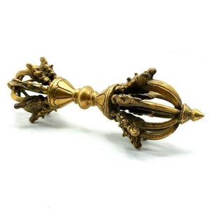 Cinco Puntos 10" Dorje Vajra Budismo Antiguo Antiguo Budista Campana Latón Tibetano - Imagen 1 de 3
