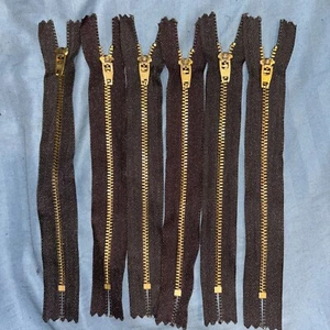 6 Brass 7” Dark Brown YKK Jean Zips Heavy Duty Closed End Trouser Zipper Metal - Picture 1 of 9