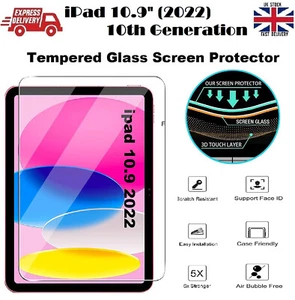 Bubble Free 3D Tempered Glass Screen Protector 9H Apple iPad 10TH GEN 2022 10.9 - Picture 1 of 11
