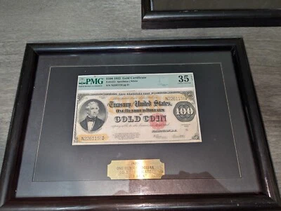 1922 100 Dollar Gold Certificate PMG 35  in Display Frame - Image 1 of 4