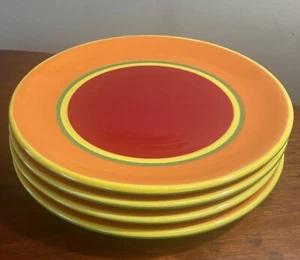 Dansk Set Of 4 Caribe Aruba Orange Dinner Plates 10⅝" Red Orange Yellow Green - Picture 1 of 11