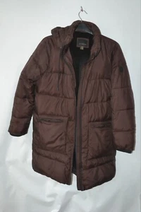 WEATHERPROOF Womens Dark Brown Hooded Winter Coat Size L Zip Missing - Picture 1 of 4