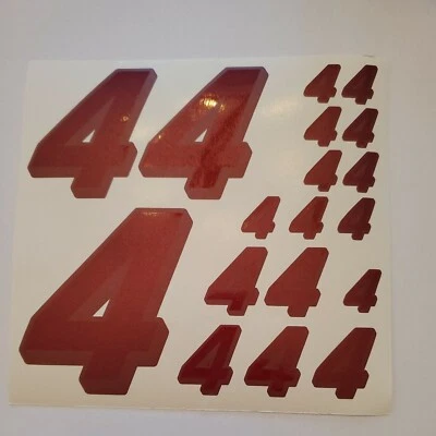 Metallic Burgandy w shadow #4's Racing Vinyl Decal Sheet 1/10-1/12DEFECTIVE BOXD - Image 1 of 4