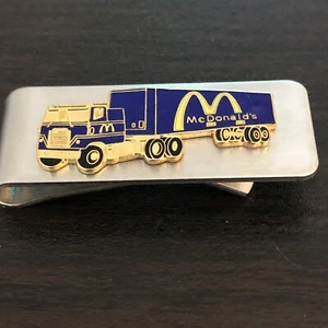 McDonalds Tractor Trailer Money Clip 18 Wheeler Blue And Gold New In Gift Box - Picture 1 of 7