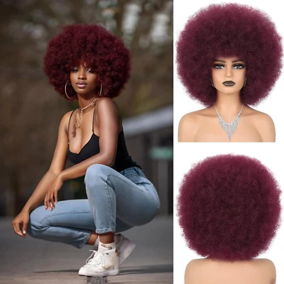 Red Afro Wigs for Black Women Glueless Wear and Go Wig 10 Inch Curly Afro Wigs B - Image 1 of 4
