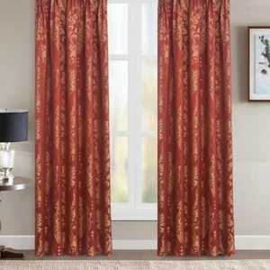 2 Panels Classical Embroidery Floral Room Darkening Curtains Rod Pocket Drapes - Picture 1 of 5