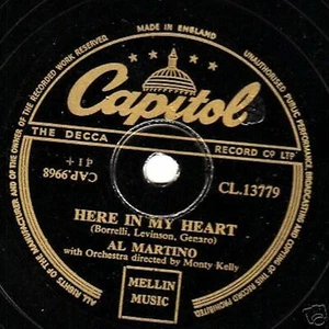 FIRST UK CHART No.1! 1952 AL MARTINO 78  HERE IN MY HEART  CAPITOL CL 13779  V+ - Picture 1 of 1