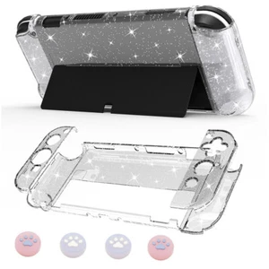 Protective Clear PC Case Bling Glitter Cover Cap For Nintendo Switch OLED Shell - Picture 1 of 10