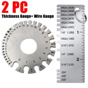 Wire Gauge Measurement Tool Metal Gauge Thickness Portable Metal Fabrication 2PC - Picture 1 of 18