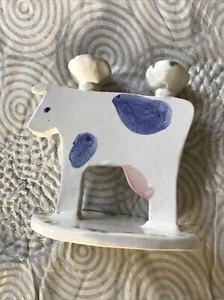 Studio Art Pottery Cow Candle Holder Signed Polly Handmade - Picture 1 of 5