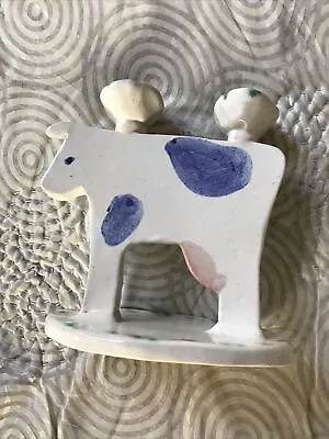 Candelabro de vaca de cerámica de estudio firmado Polly hecho a mano Foto 1 de 4