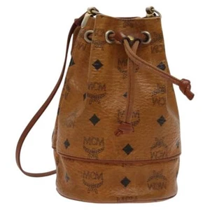 Bolso de Hombro MCM Logograma Vicetos PVC Cuero Marrón Auténtico BA1810 - Imagen 1 de 19