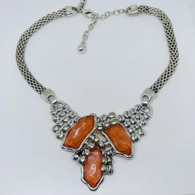 Alisha D Modernista Laranja Resina Pingente Declaração Colar Corrente Correio Robusto 18” - Imagem 1 de 4