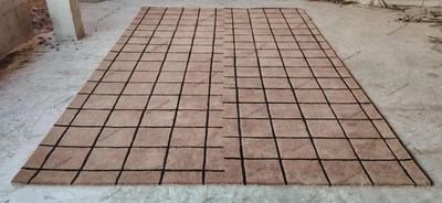 Handmade Tufted Wool Area Rug – Brown Base with Black Grid Design | Modern Check - Image 1 of 4