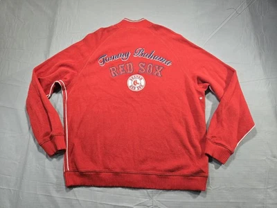 Boston Red Sox Sweater Large Red Tommy Bahama Quarter Zip Pullover Mens - Image 1 of 4