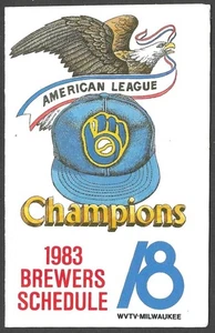 SELTEN 1983 Milwaukee Brewers MLB Baseball Spielplan!!! True Value - Bild 1 von 2