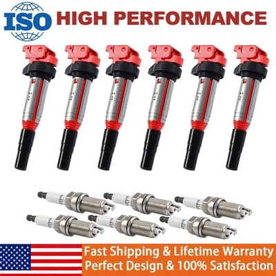 Juego de 6 bobinas de encendido + bujías para BMW 328i 335i 435i 525i 528i X5 X6 UF667 Foto 1 de 4