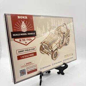Armee Feldauto Jeep Militär MC701 Willys Holz Modellbausatz ROKR 3D Puzzle Spielzeug Neu - Bild 1 von 5