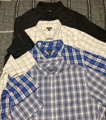 Lote de 4 Camisas de Vestir George Hombres Talla 3XL Con Botones Informales Manga Corta A Cuadros Foto 1 de 4