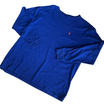 Polo Ralph Lauren T-Shirt Men's XL Royal Blue Long Sleeve Red Embroidered Pony - Image 1 of 4