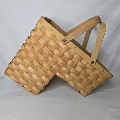 Cesta escalonada de colección doble mango tejido mimbre natural marrón casa de campo Foto 1 de 4