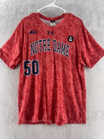 ULTRA RARE UNDER ARMOUR NOTRE DAME RED ALZHEIMER ALS BASEBALL JERSEY MEN'S LARGE Cover